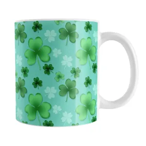 Lucky Clover Pattern Teal and Green Mug