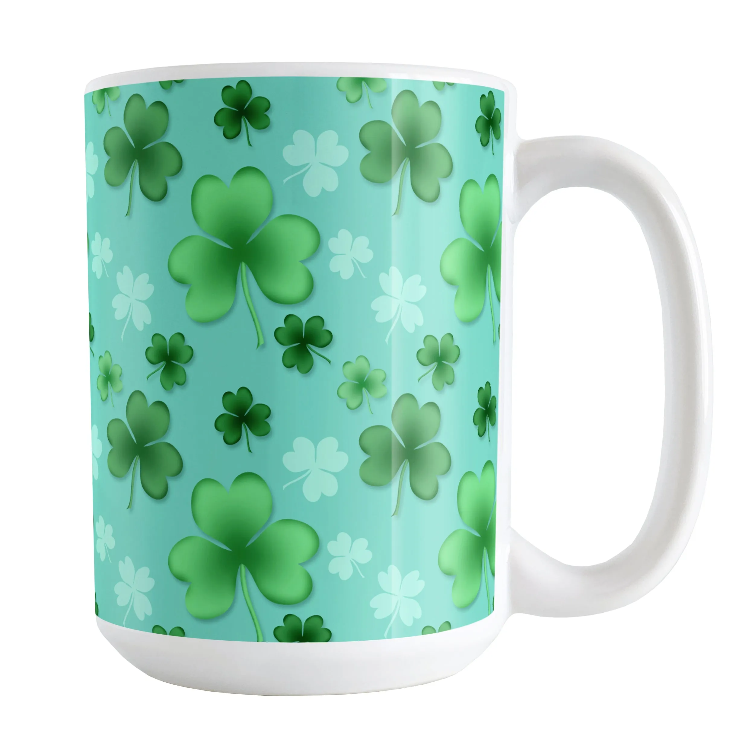 Lucky Clover Pattern Teal and Green Mug