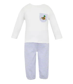 Mallard Knit Pant Set - Blue Stripe