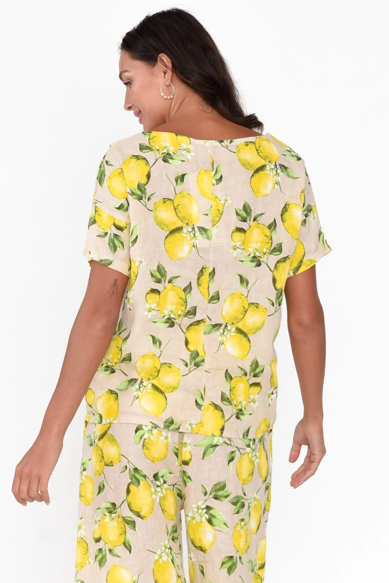 Marceline Citrus Blossom Linen Top