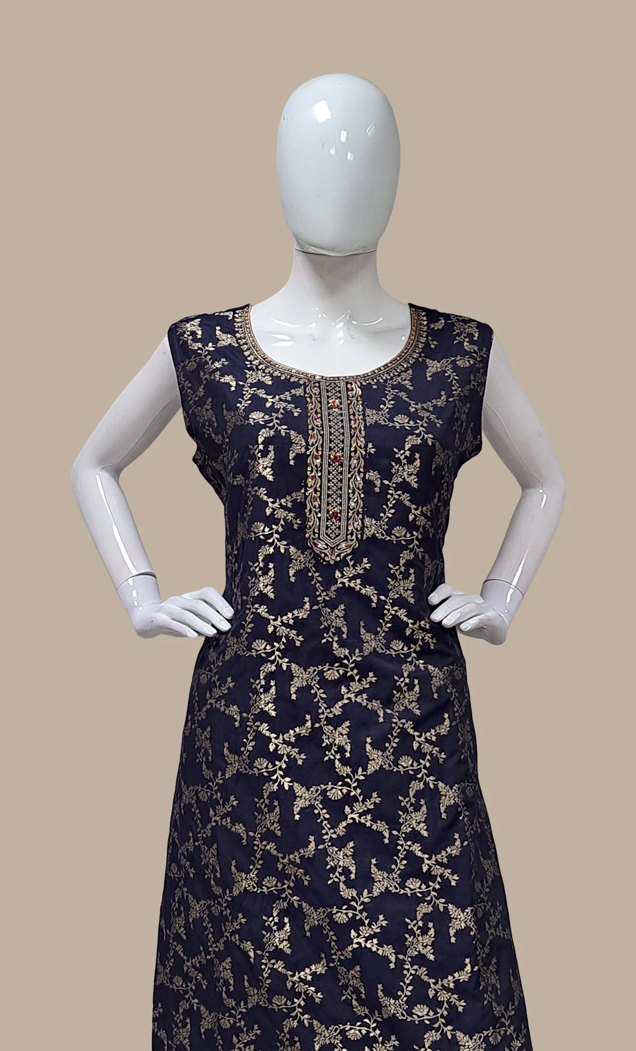 Midnight Blue Embroidered Punjabi