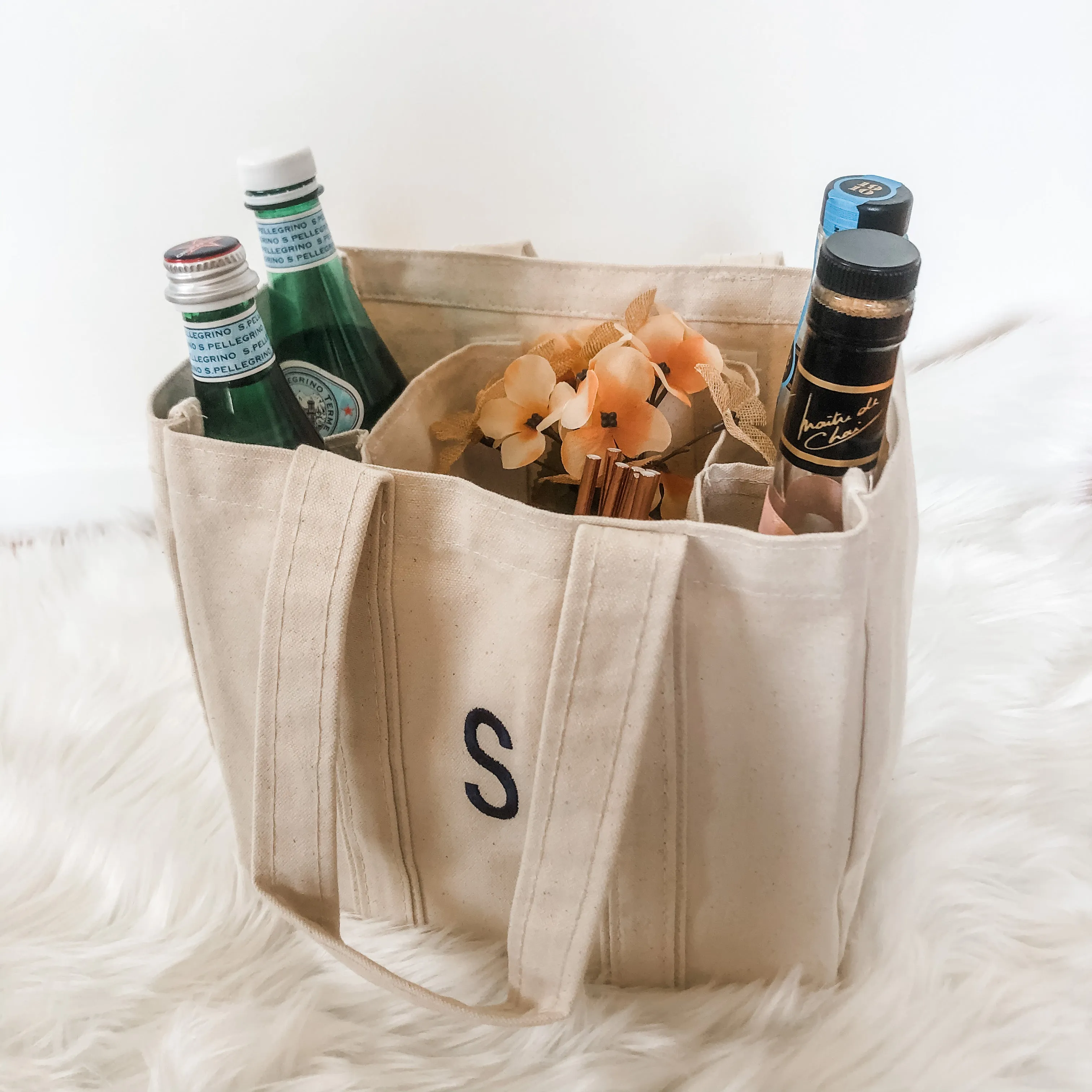 Monogrammed Wine Bottle Tote