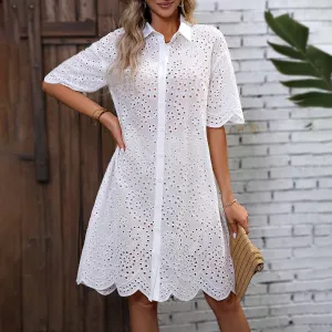 Nsquared Eyelet Embroidery Drop Shoulder Dress Party Dresses For Women