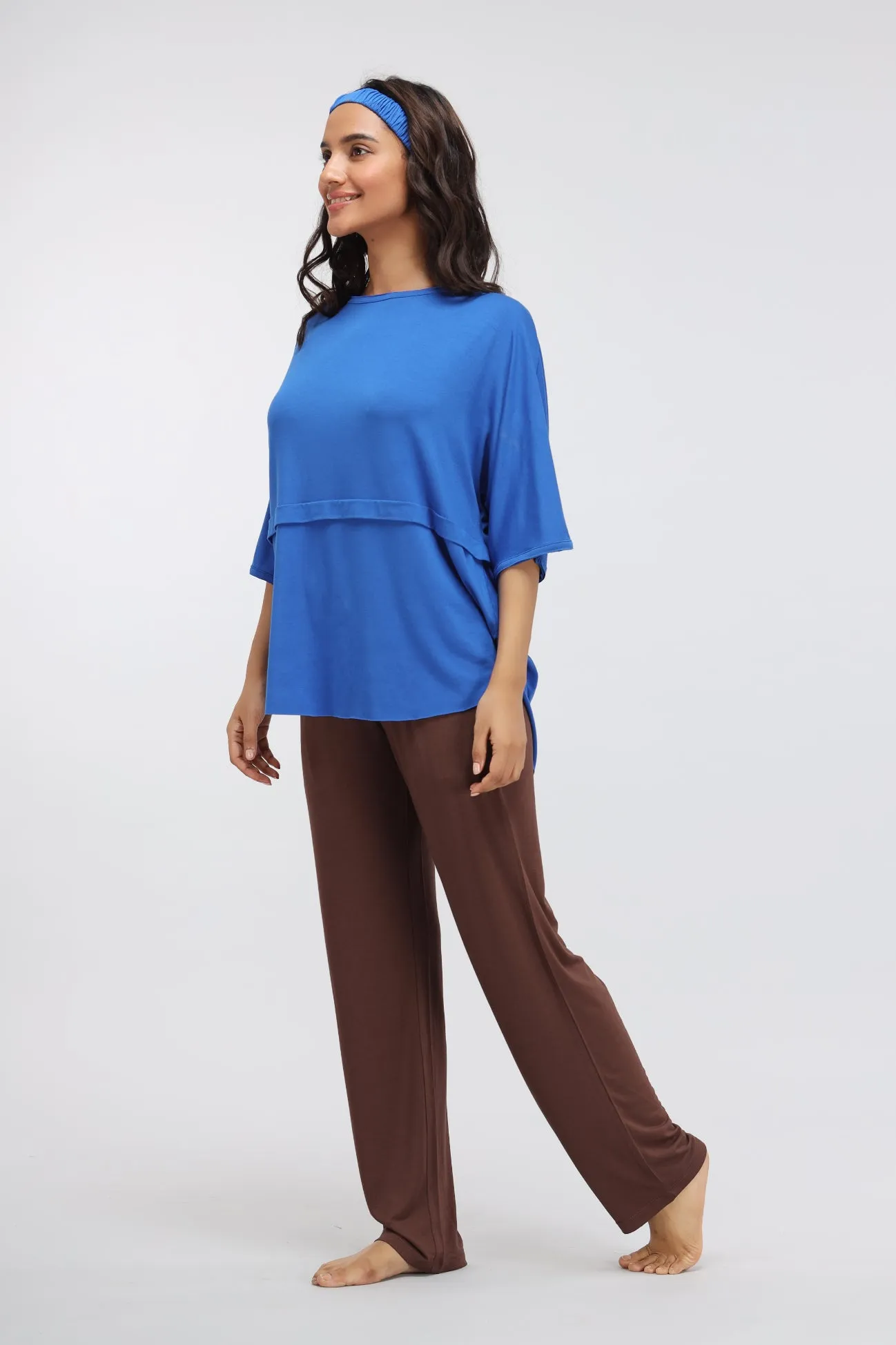 Olympian Blue Modal Oversized Lounge Top