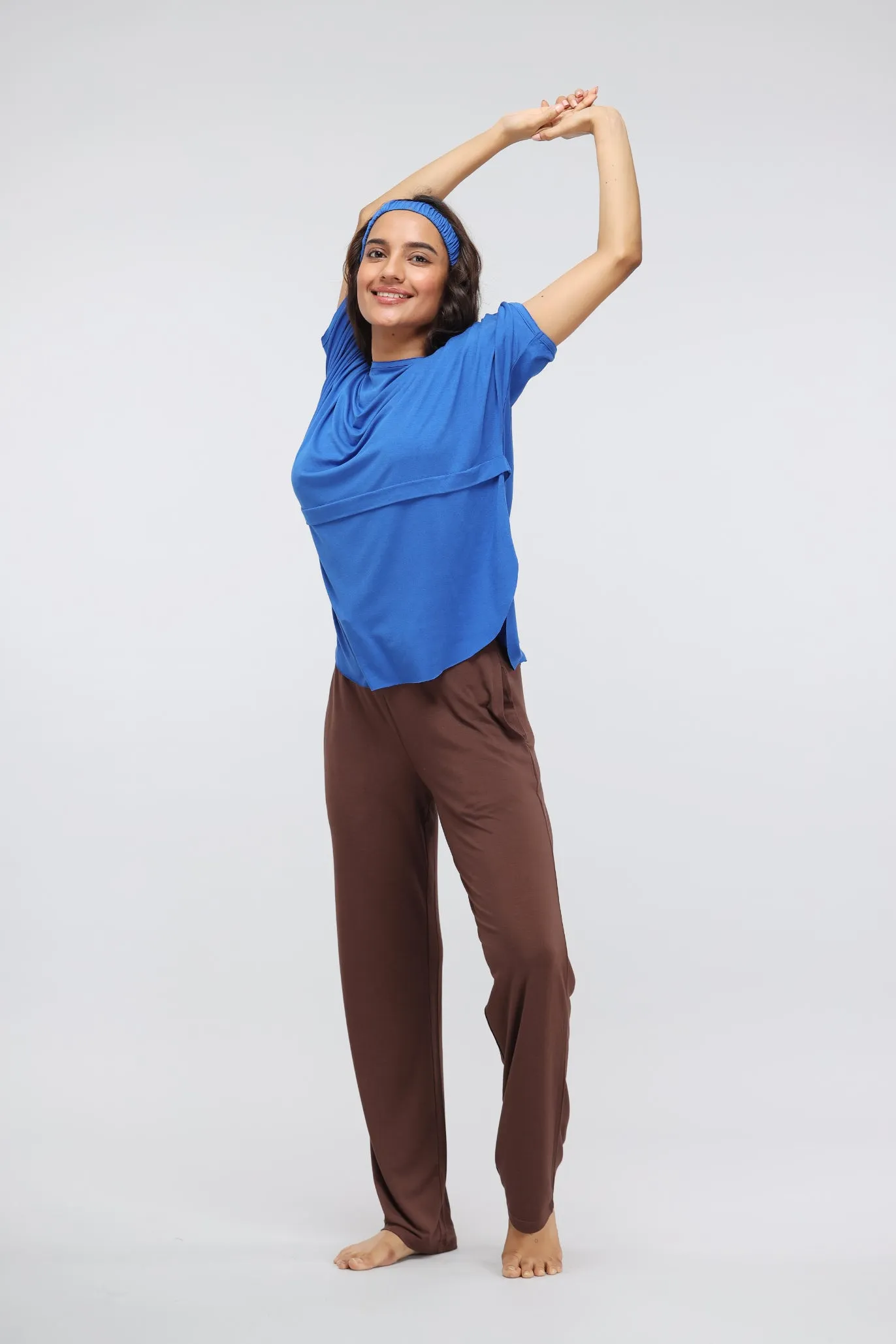 Olympian Blue Modal Oversized Lounge Top