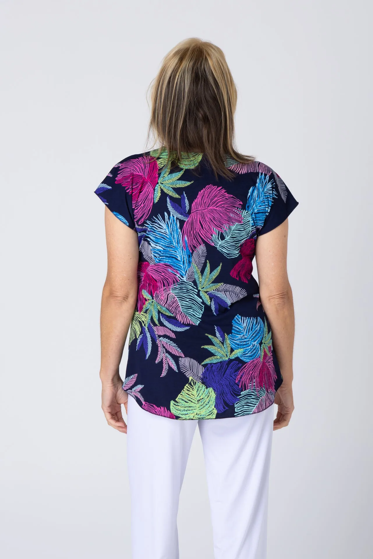 Pine Print Short Sleeve Jersey Top