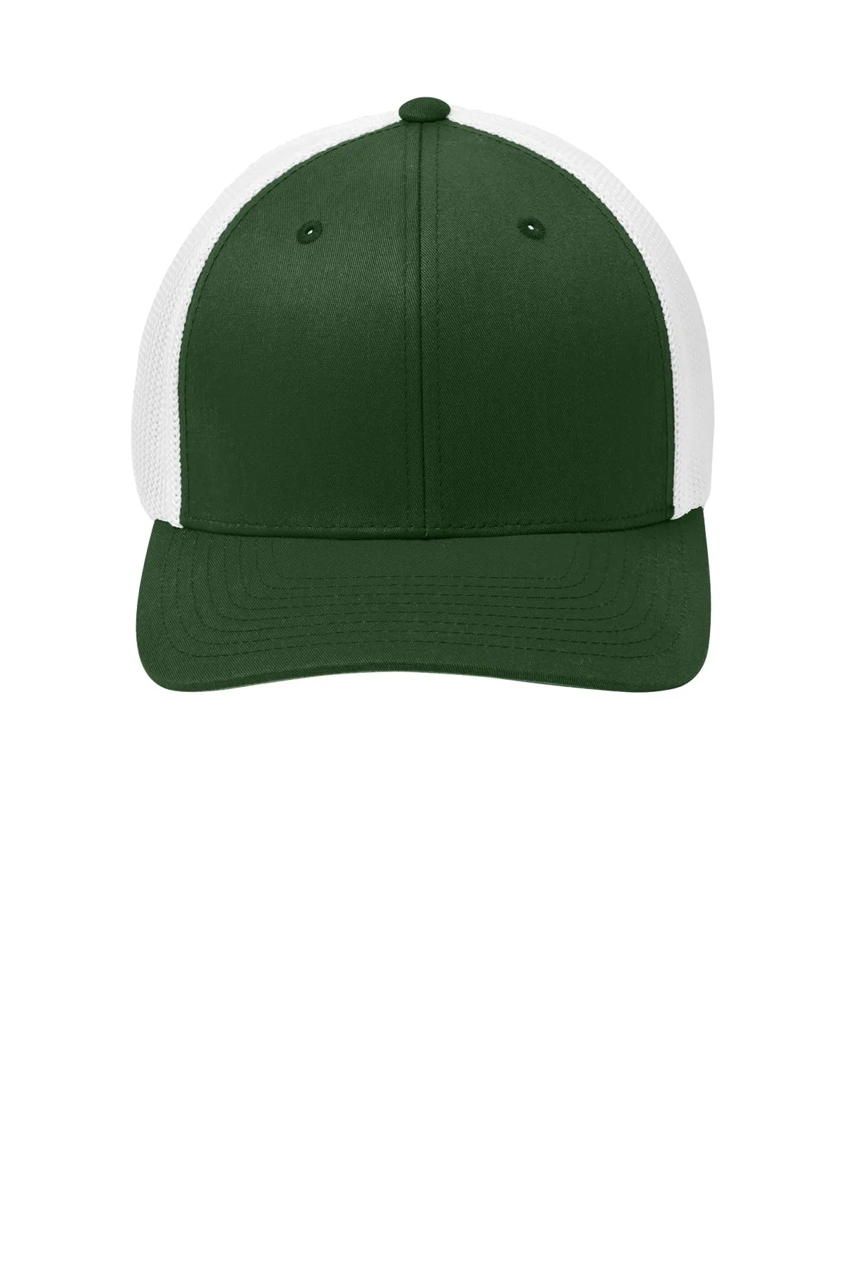 Port Authority Flexfit Mesh Back Branded Caps, Forest Green/ White