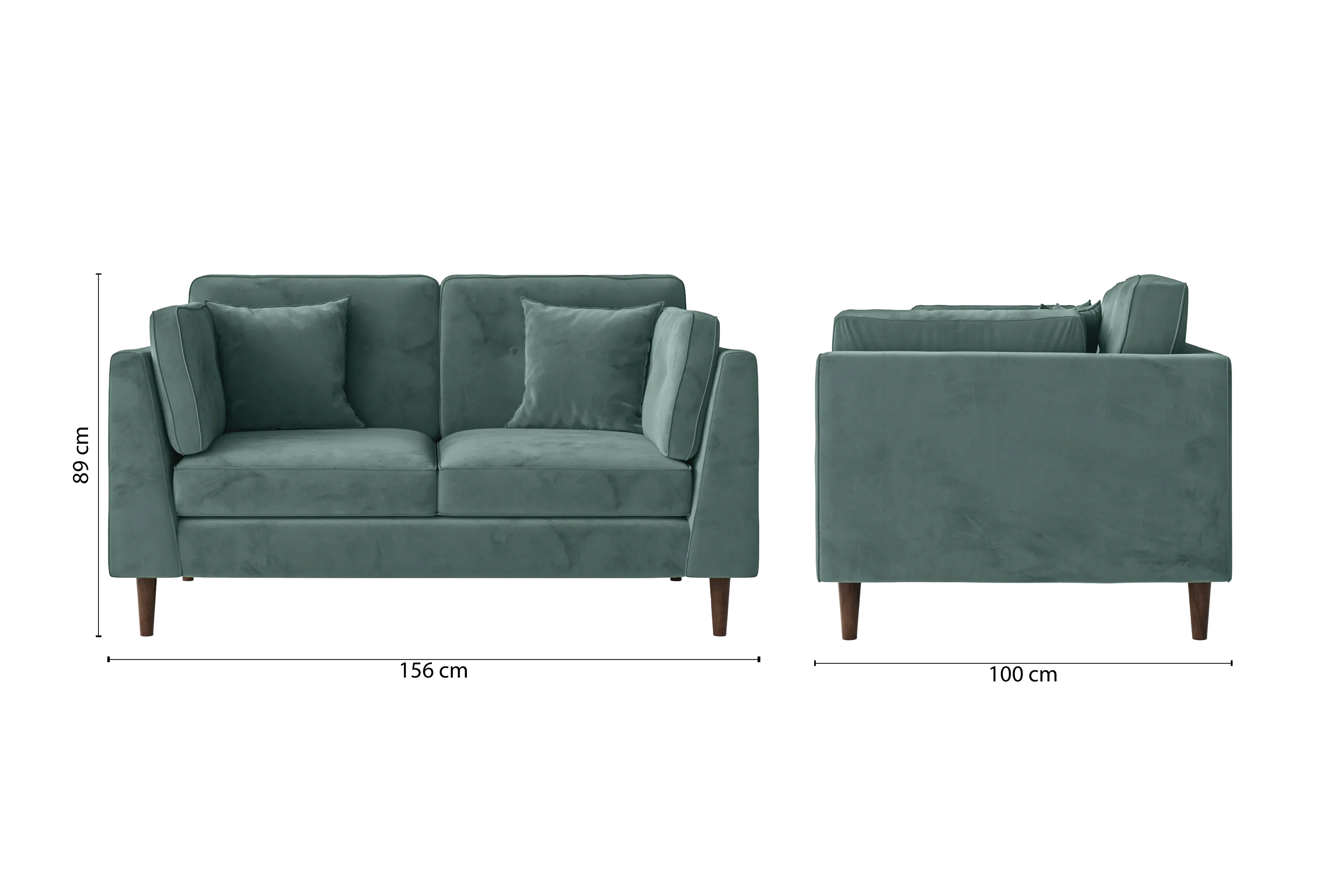 Ragusa 2 Seater Sofa Teal Velvet