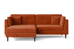 Ragusa 3 Seater Left Hand Facing Chaise Lounge Corner Sofa Orange Velvet