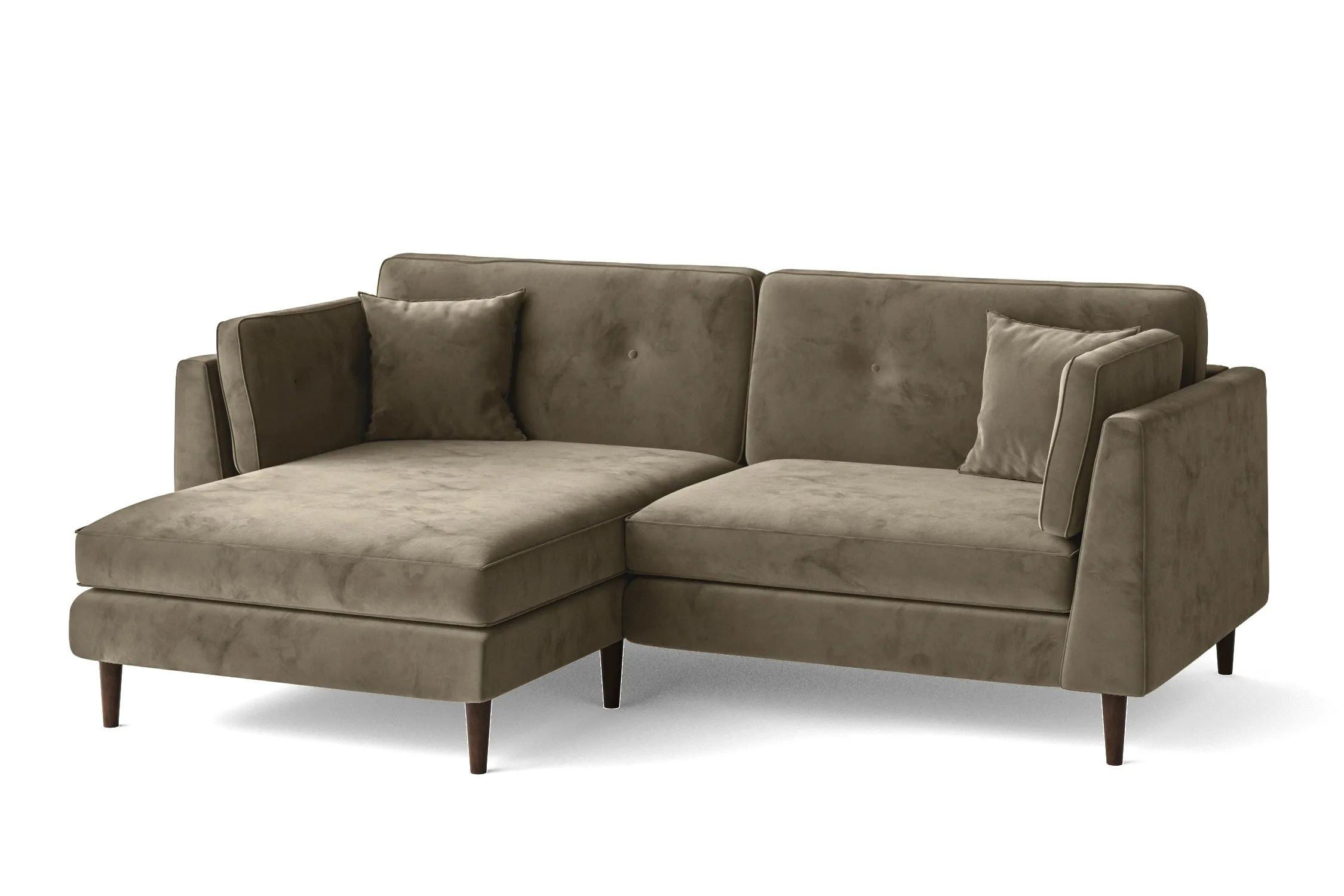 Ragusa 3 Seater Left Hand Facing Chaise Lounge Corner Sofa Sand Velvet