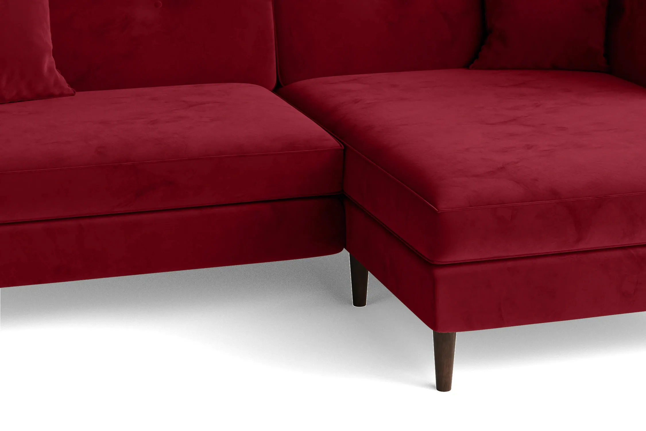 Ragusa 3 Seater Right Hand Facing Chaise Lounge Corner Sofa Red Velvet