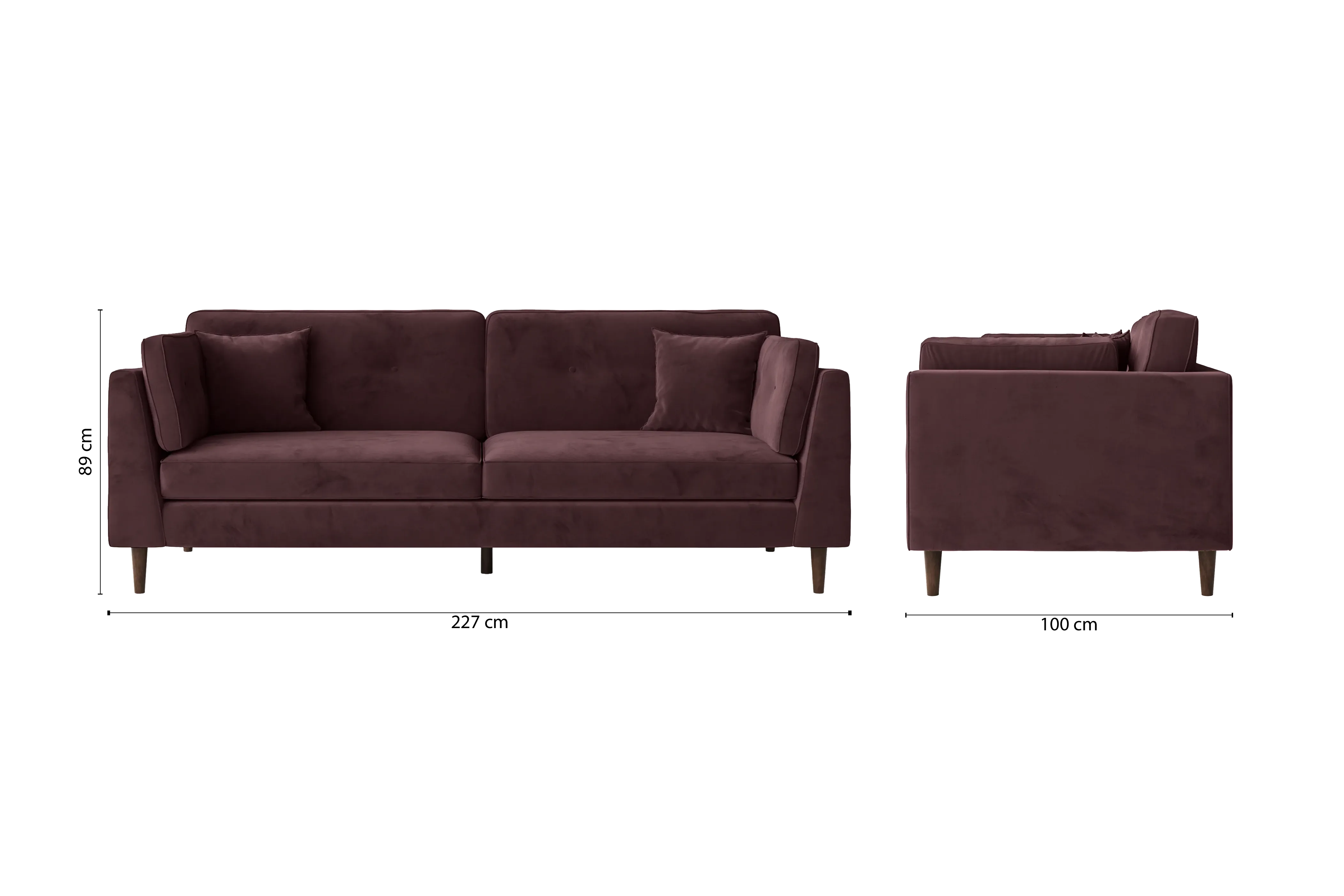 Ragusa 4 Seater Sofa Grape Velvet