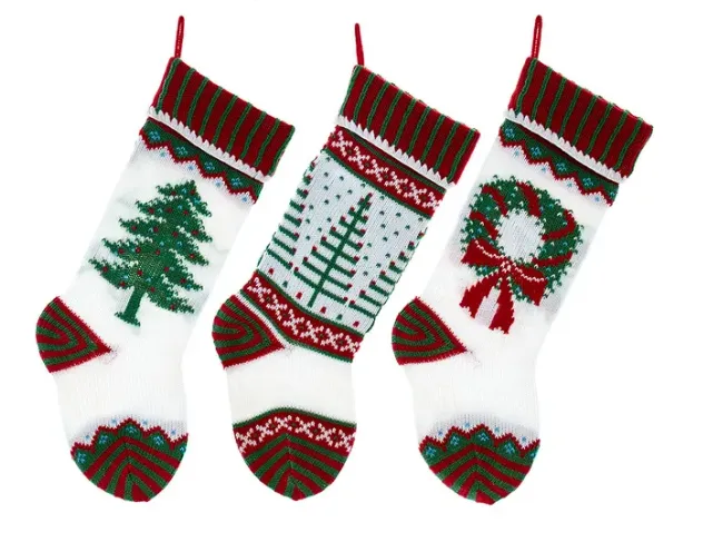 Red, White and Green Knit Stockings