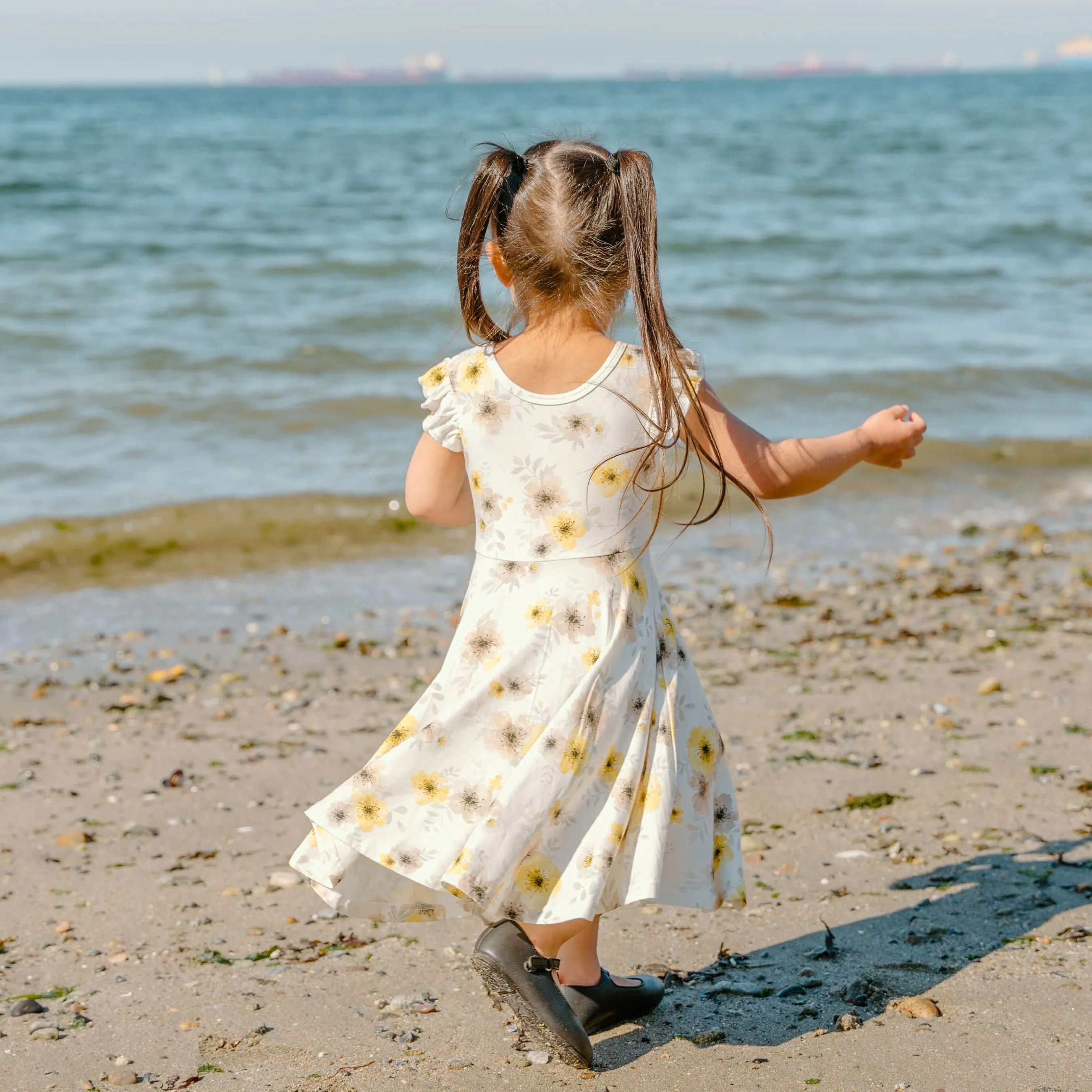 Ruffled Sleeves Twirl Dress - Sunny Meadow