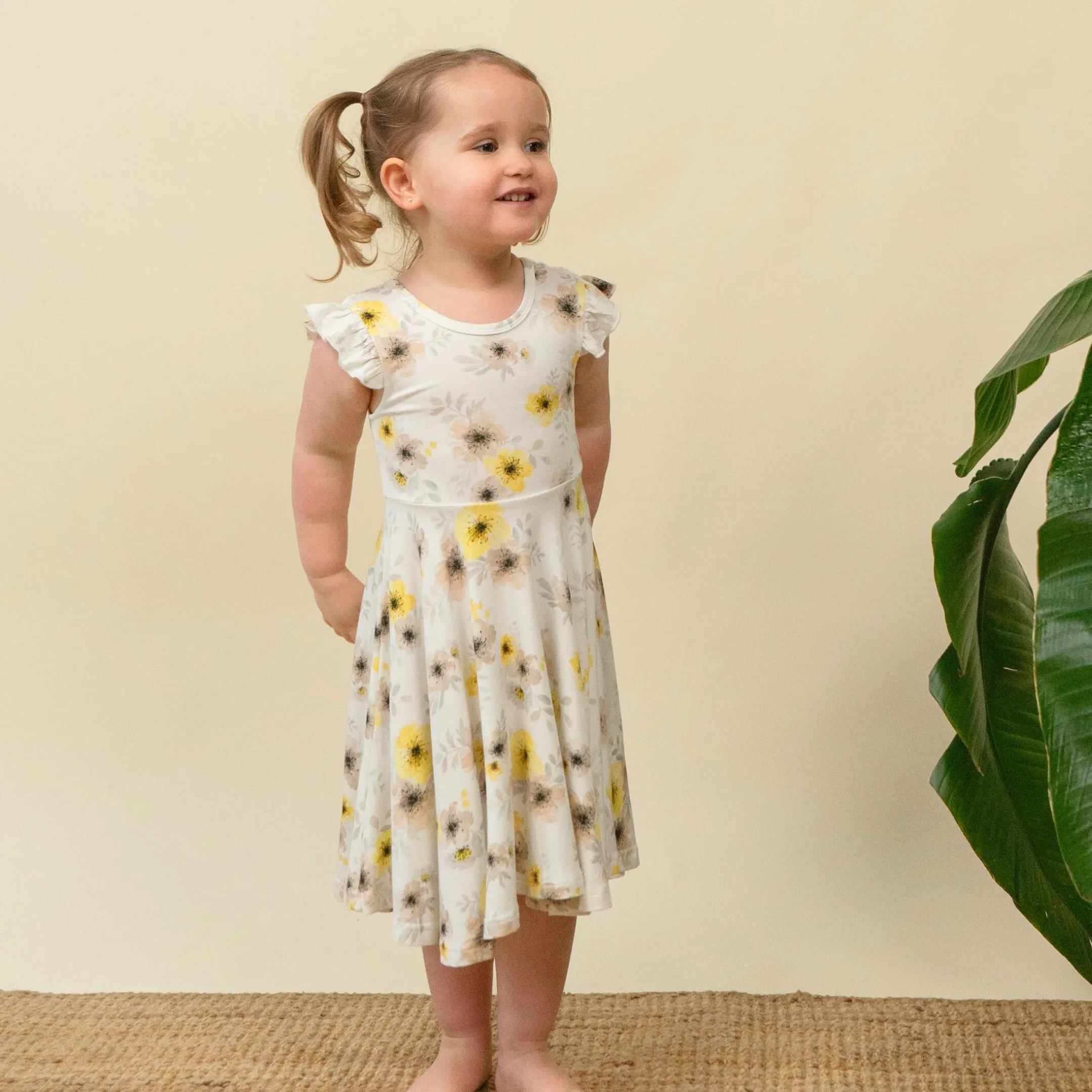 Ruffled Sleeves Twirl Dress - Sunny Meadow