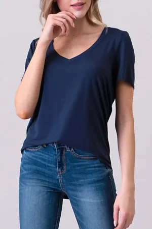 SHORT SLEEVE V-NECK TEE (NAVY)