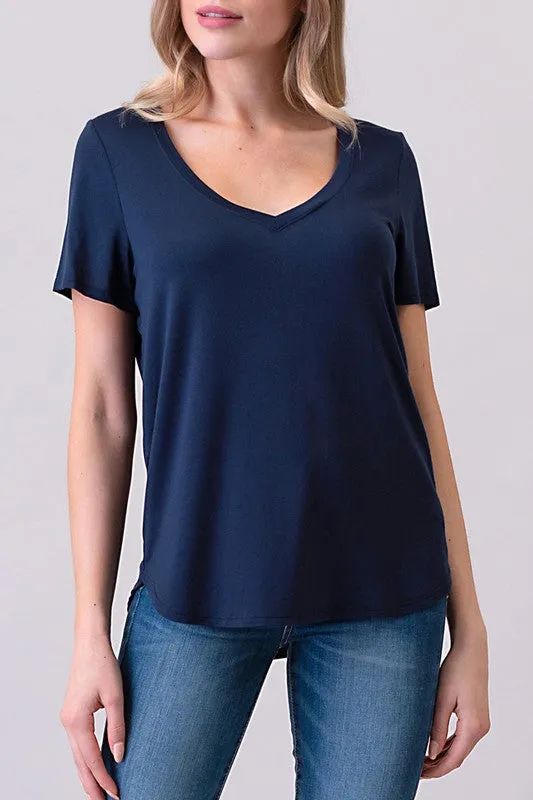 SHORT SLEEVE V-NECK TEE (NAVY)