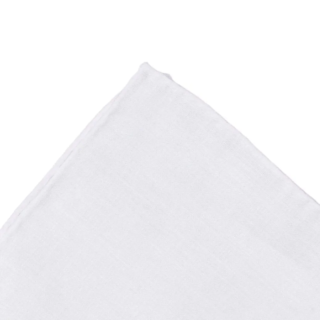 Simonnot Godard 100% Linen Plain White Pocket Square