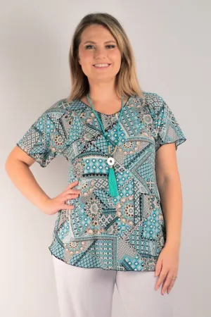 Spearmint Print Longer Sleeve Jersey Top