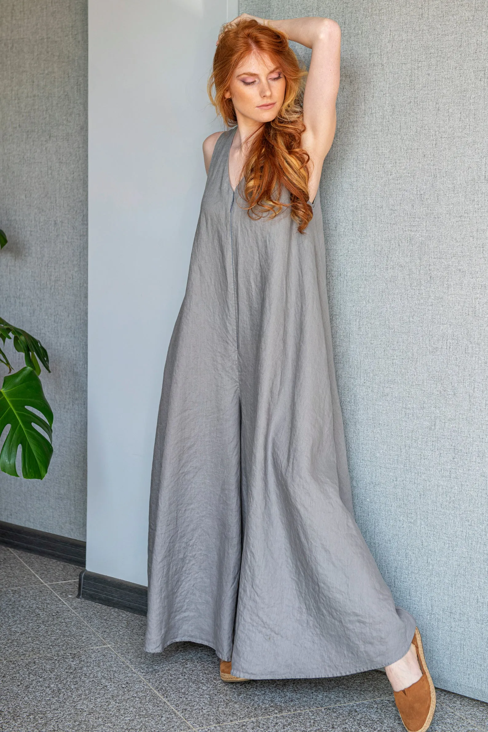 Summer Linen Jumpsuit Dress