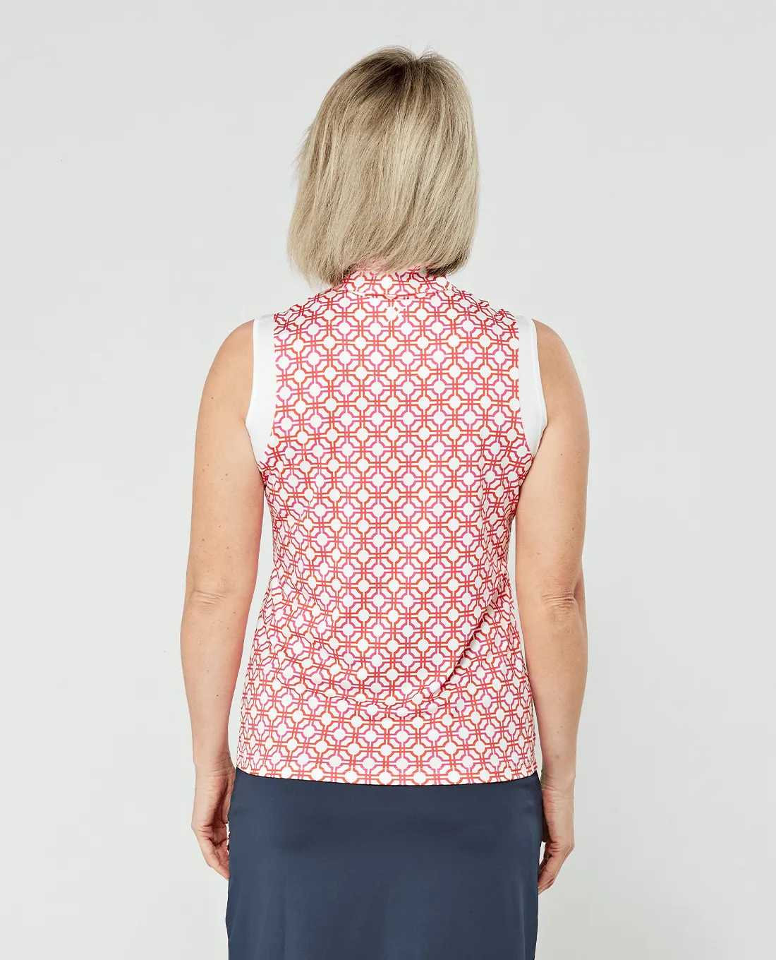 SWING OUT SISTER Cecily Sleeveless Polo Lush Pink & Mandarin