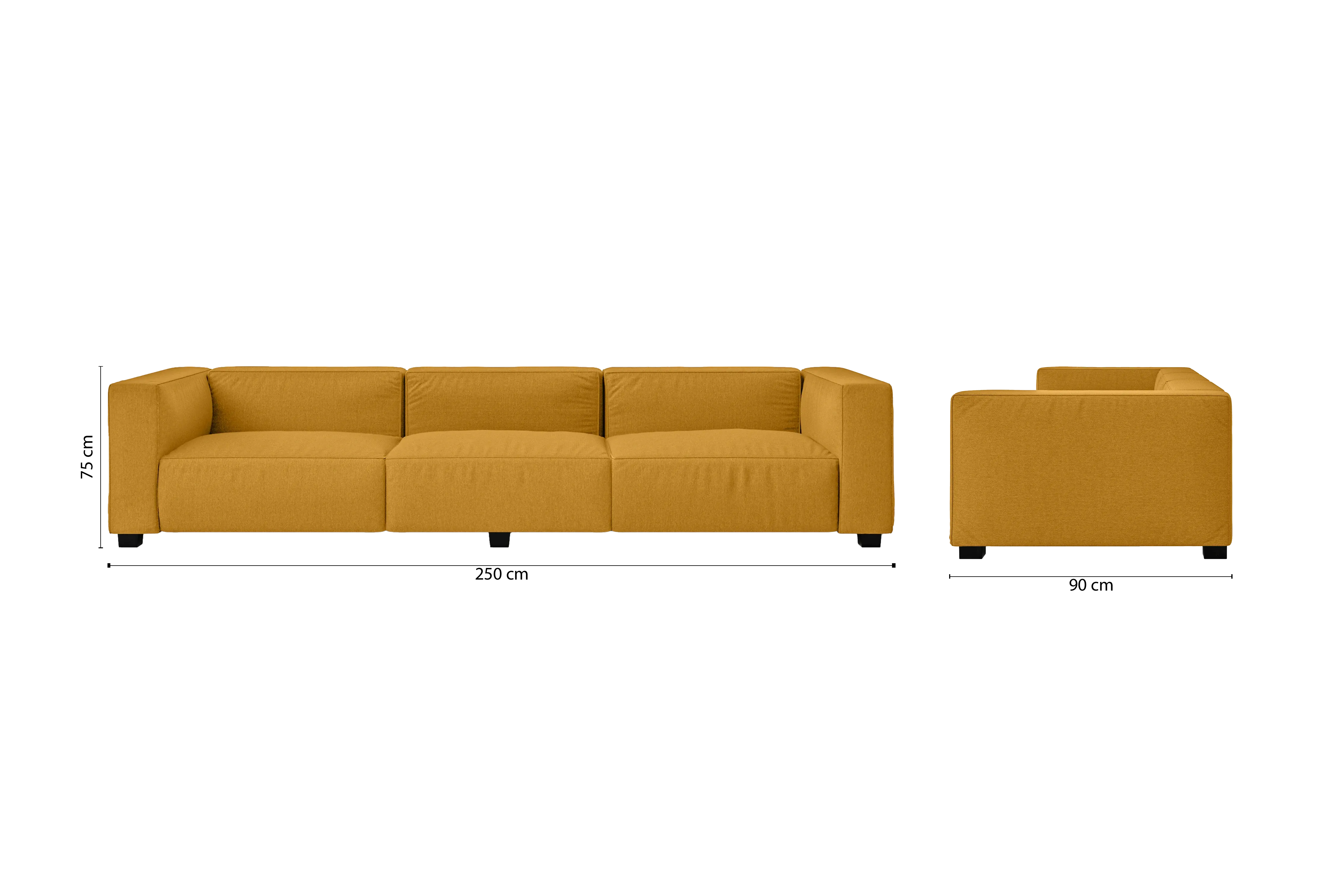 Taranto 4 Seater Sofa Yellow Linen Fabric