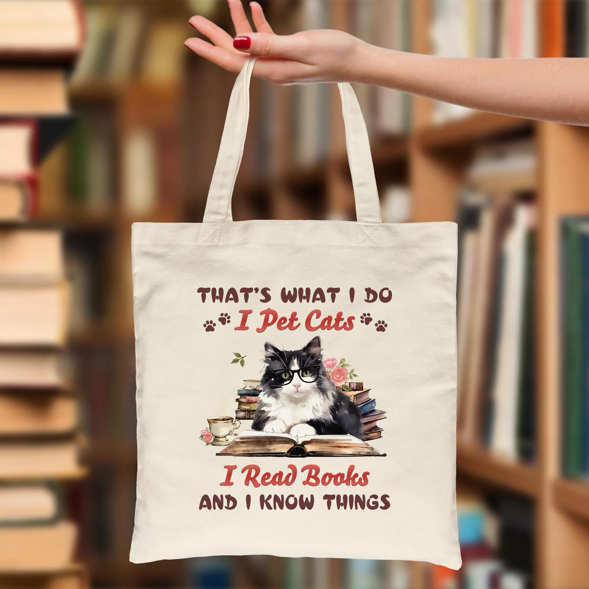 That's What I Do I Pet Cats I Read Books And I Know Things Book Lovers Gift TBW341