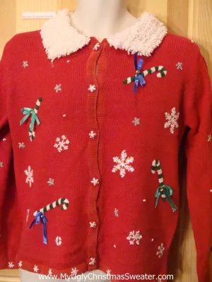 Ugly Christmas Sweater Candycanes and Bows