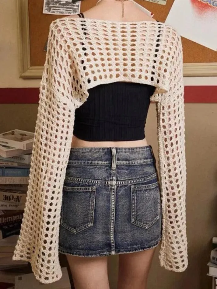 Uniwim All Over Cutout Flare Sleeve Knit