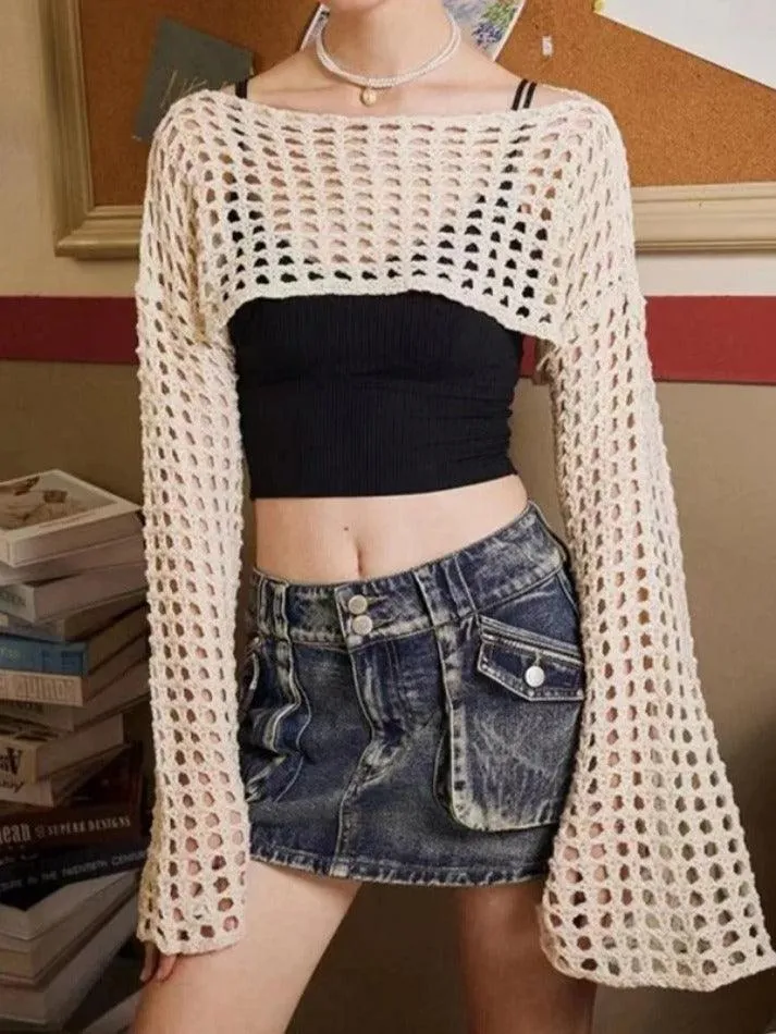 Uniwim All Over Cutout Flare Sleeve Knit