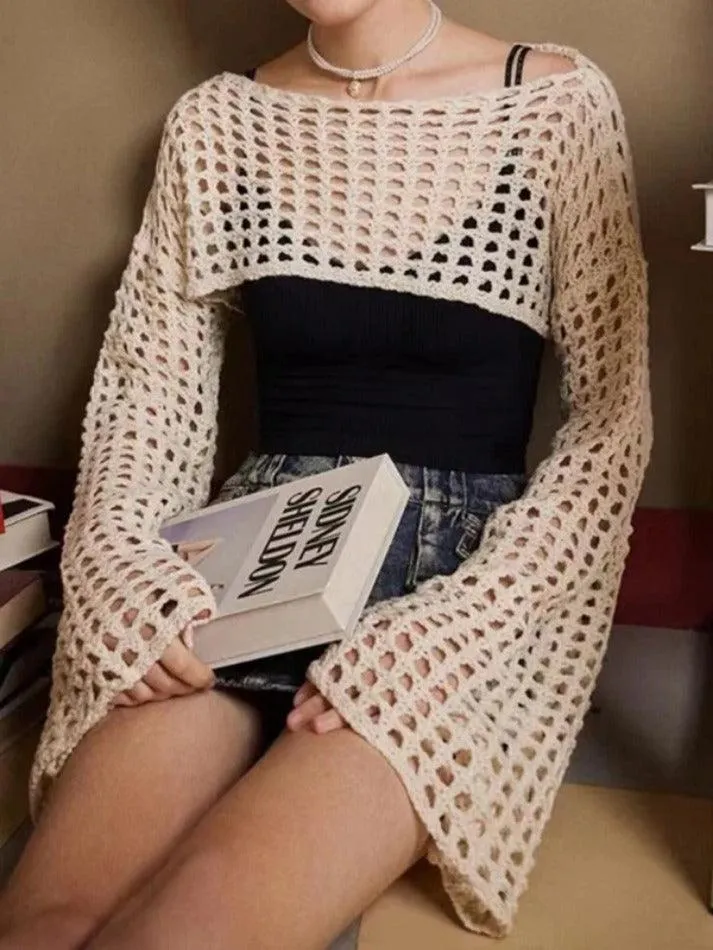 Uniwim All Over Cutout Flare Sleeve Knit