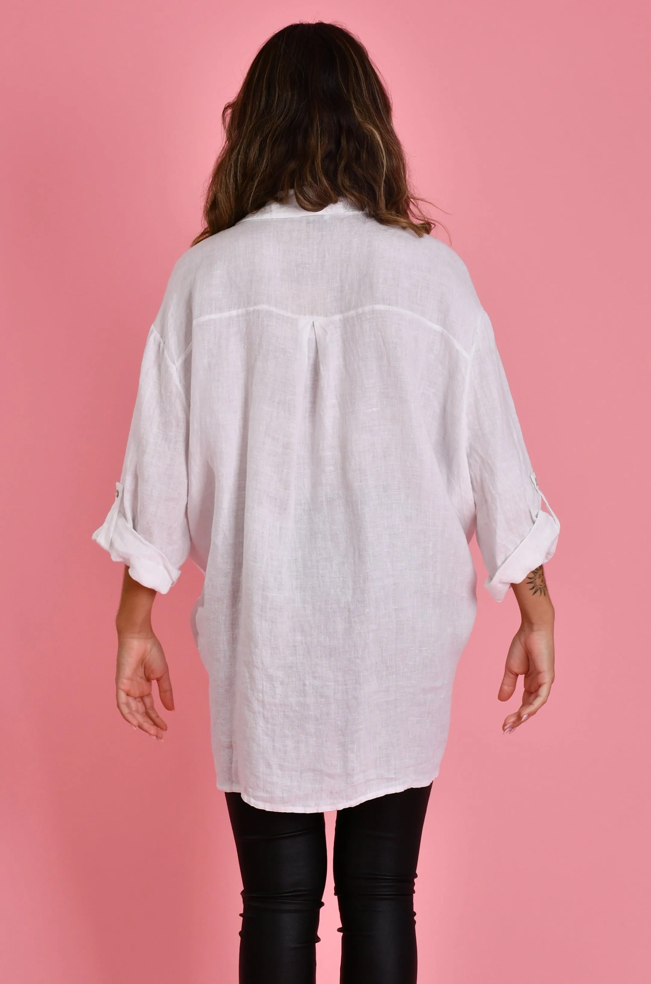 VLST600 (22C196) - NAPLES LINEN BUTTON UP - WHITE