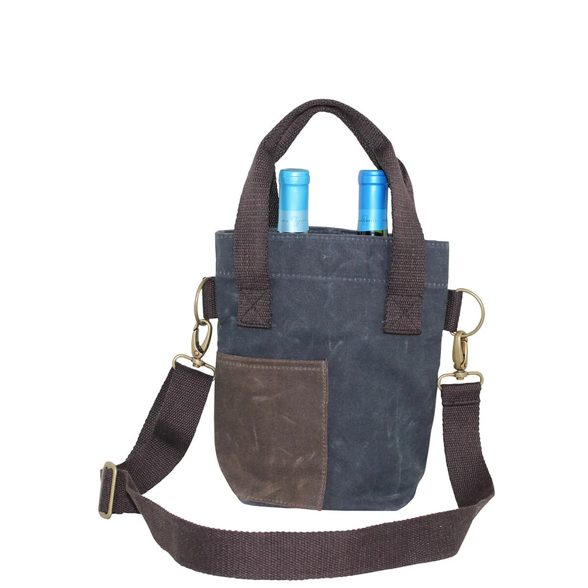 Waxed Canvas Double Wine Bottle Tote