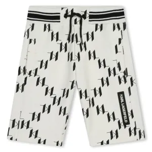 White and Black Diamond Monogram Shorts