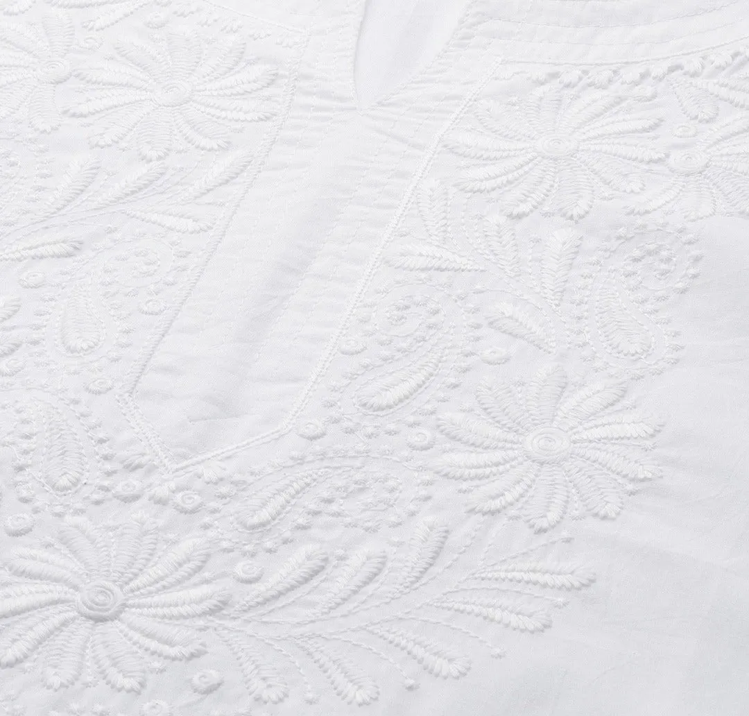 White Cotton Embroidered Chikankari Kurta