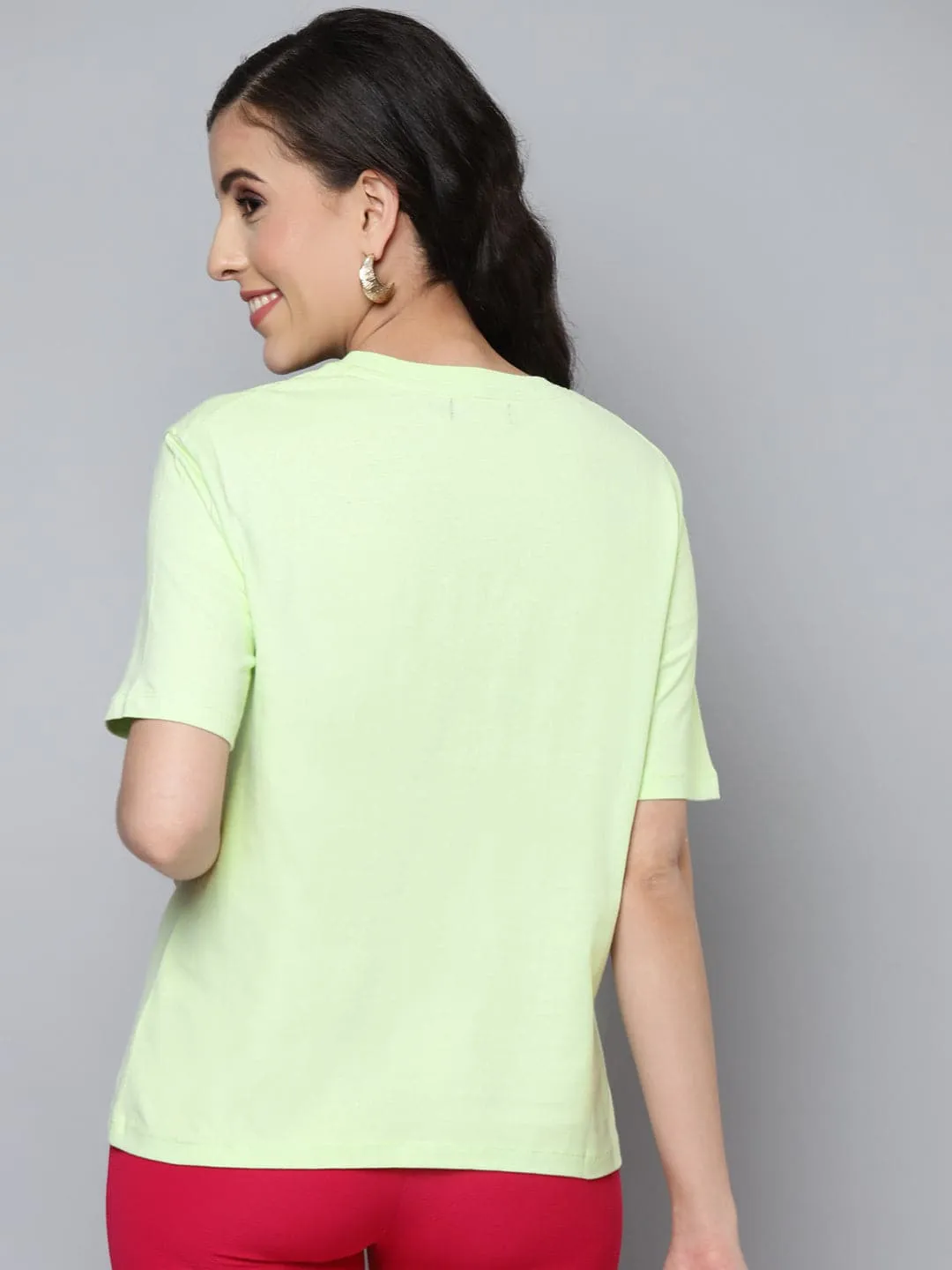 Women Mint Green Moment Gold Foil Regular T-Shirt