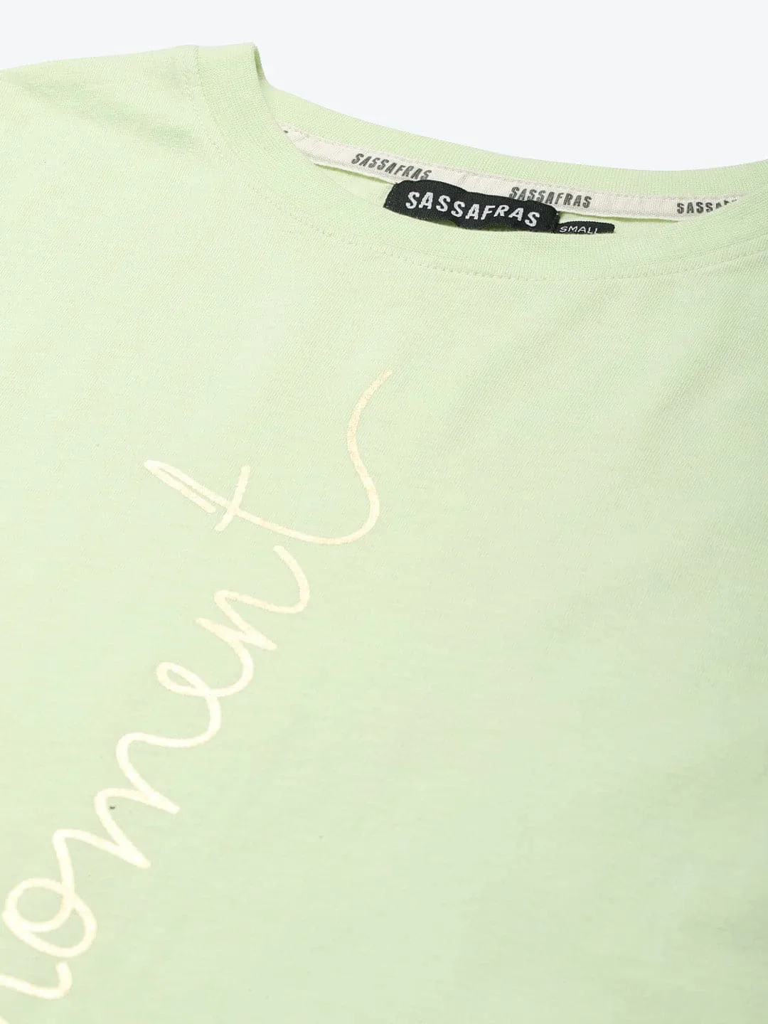 Women Mint Green Moment Gold Foil Regular T-Shirt