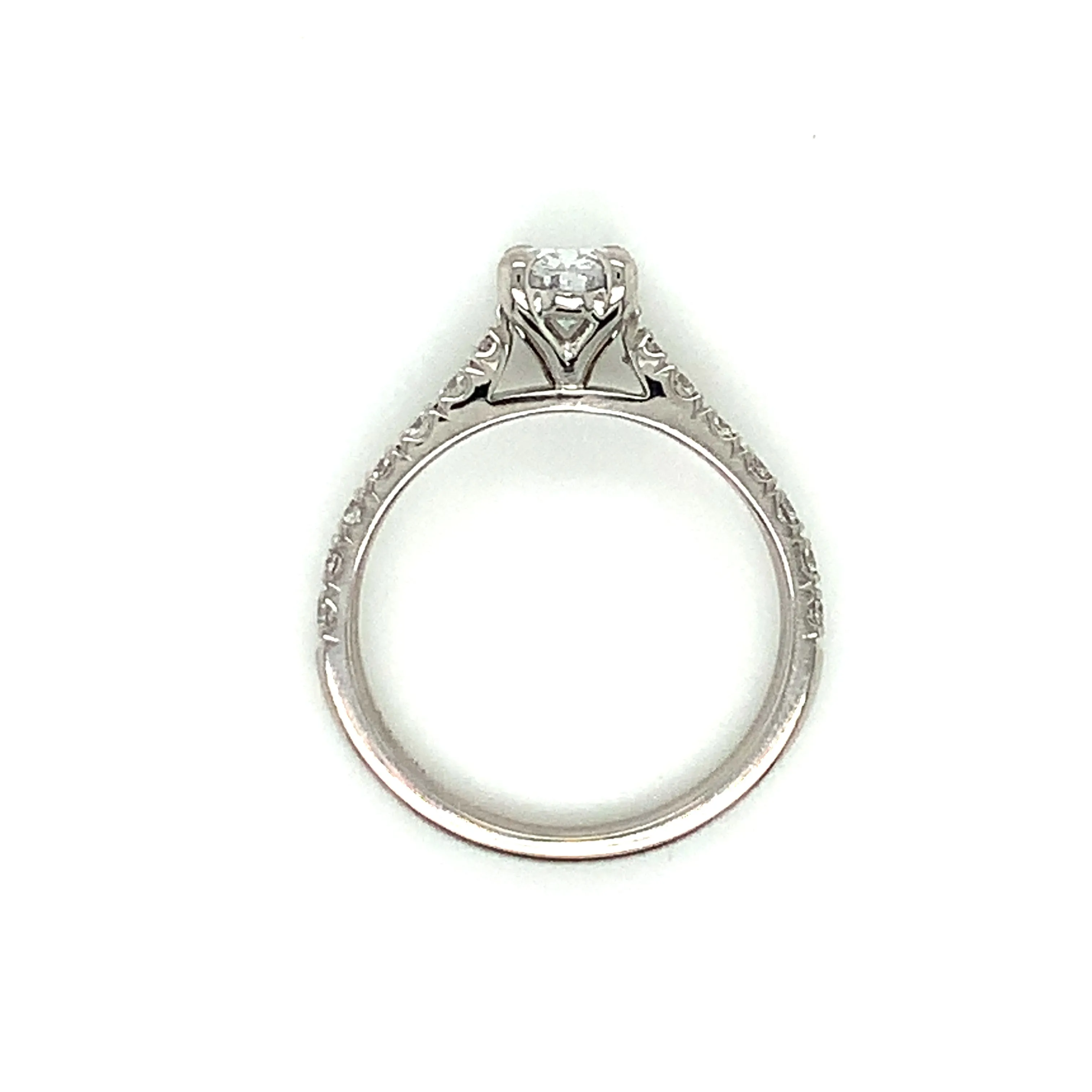 Yasmin - Platinum 1.01ct Laboratory Oval Diamond Engagement Ring with Castle Set Shoulders